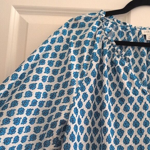 J. Crew Cotton Block Print Artist Blouse Top Size L - Picture 5 of 13